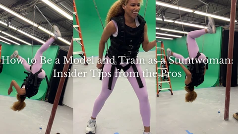 Daisi Jo training in athletic clothing for a stuntwoman article
